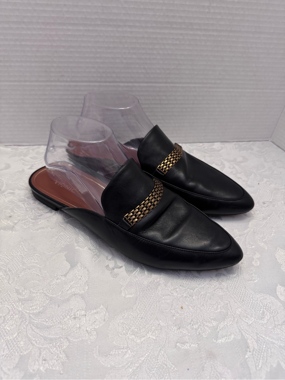 Vionic Starling Sz 9 Slip On Leather Mule Comfort Shoe Vamp Hardware Preppy